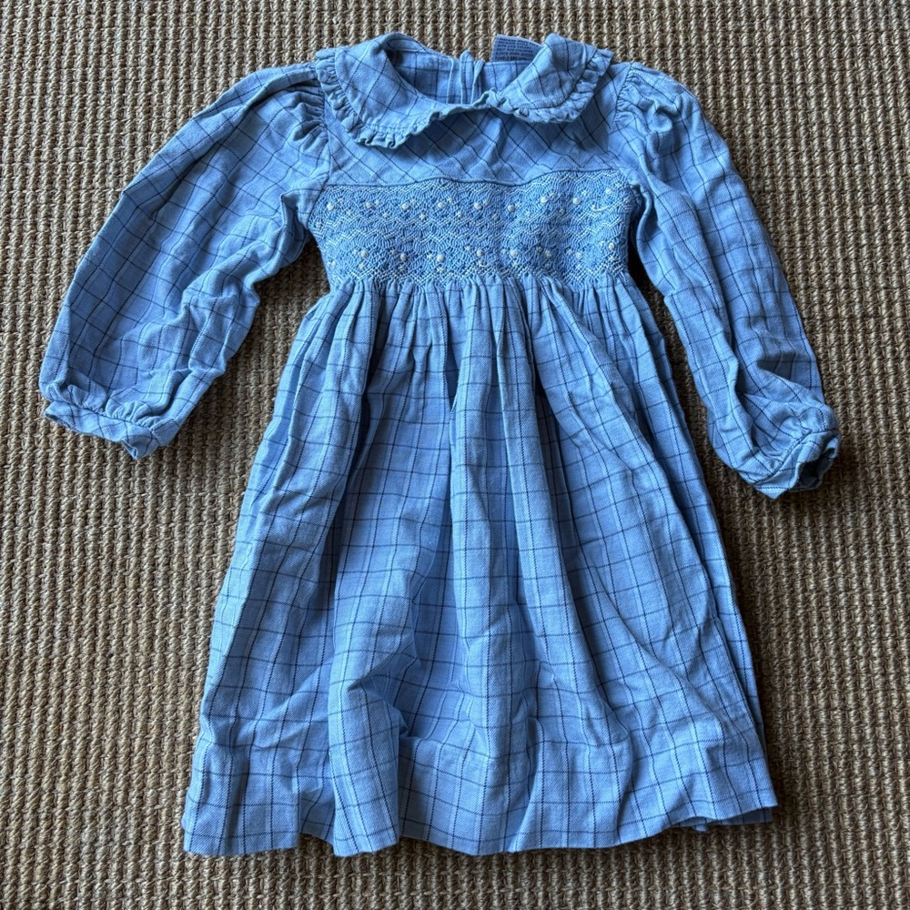 Vintage 90s Friedknit Creations Smocked Flannel Dress - Size 3T
